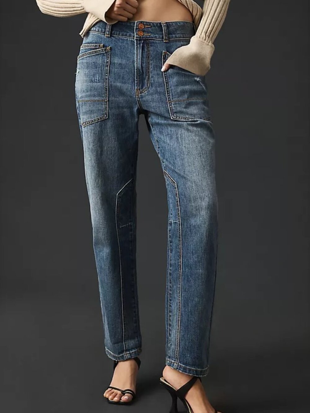 Anthropologie Pilcro The Wanderer Mid-Rise Relaxed Jeans Size 26 Mid Wash - Picture 2 of 11